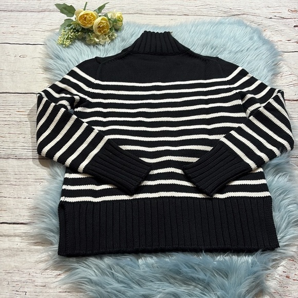 NWT J. Crew Cotton Turtleneck Sweater in Black Stripe Sz XXS - Picture 10 of 10